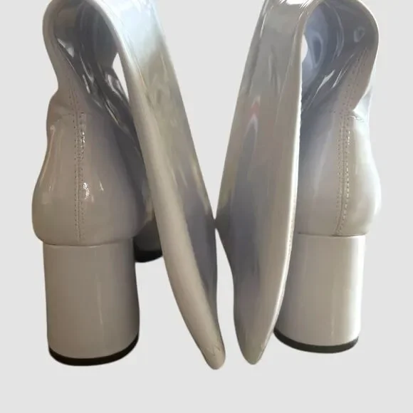 Ellie 3" White Patent Gogo Costume Knee Boots Women’s Size 7 New in Box Zipper - Picture 6 of 9